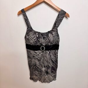 Byer California Black and Gray Patterned Camisole with Buckle